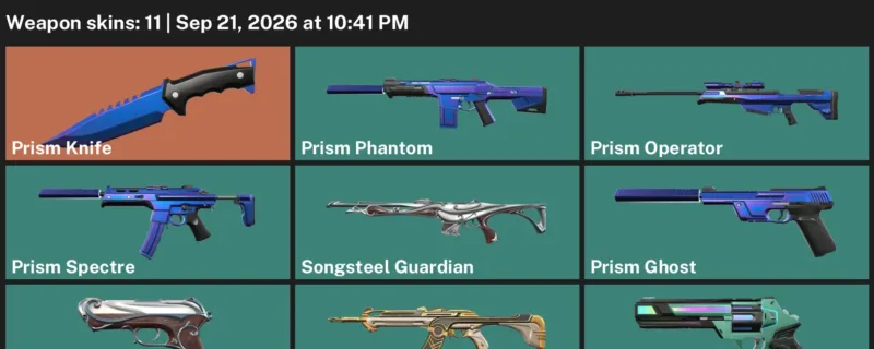 Valorant account inventory for LVL 18 · Prism Knife & Prism Phantom