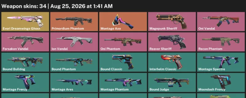 Valorant account inventory for LVL 99 · Ion Vandal & Forsaken Vandal