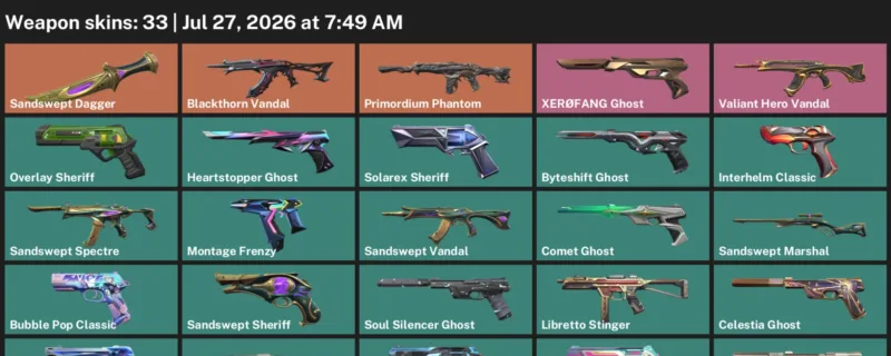 Valorant Accounts listing: LVL 233 · Sandswept Dagger · 33 Skins - Silver 1, 33 skins