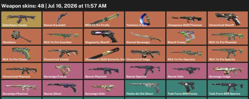Valorant Accounts listing: LVL 55 · Champions 2022 Butterfly Knife & Reaver Karambit · 48 Skins - Gold 1, 48 skins