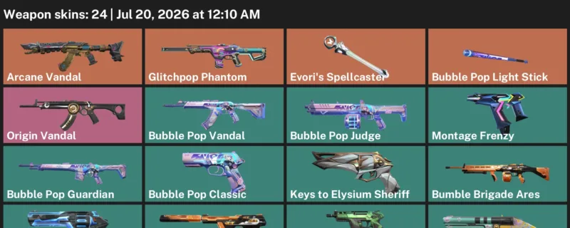 Valorant Accounts listing: LVL 210 · Arcane Vandal & Bubble Pop Classic · 24 Skins - Platinum 1, 24 skins
