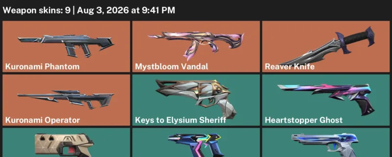 Valorant account inventory for LVL 103 · Reaver Knife & Kuronami Phantom