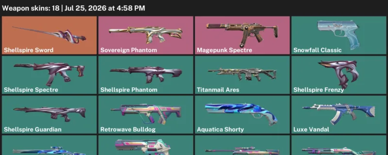 Valorant Accounts listing: LVL 63 · Shellspire Sword · 18 Skins - Gold 1, 18 skins