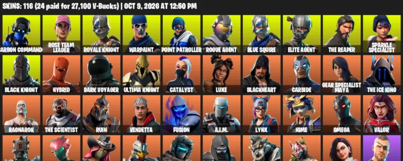 Fortnite account inventory for Carbon Commando - Rose Team Leader - 116 Outfits