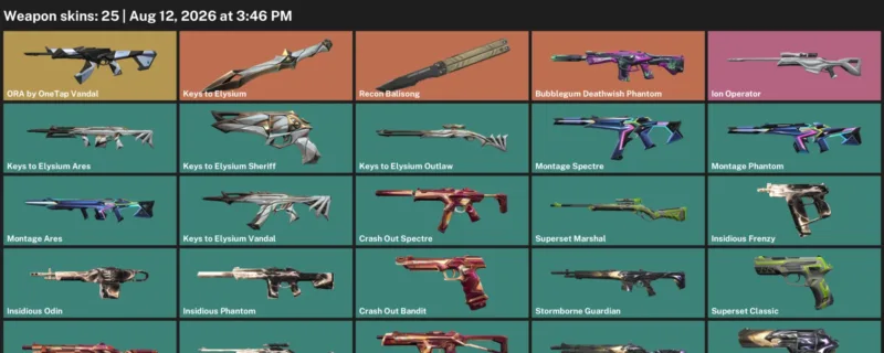 Valorant account inventory for LVL 45 · 25 Skins Bubblegum Deathwish Phantom & Insidious Odin