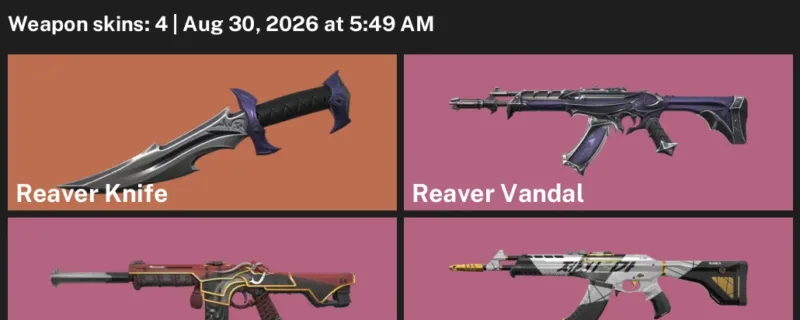 Valorant account inventory for LVL 48 · Reaver Knife & Reaver Vandal