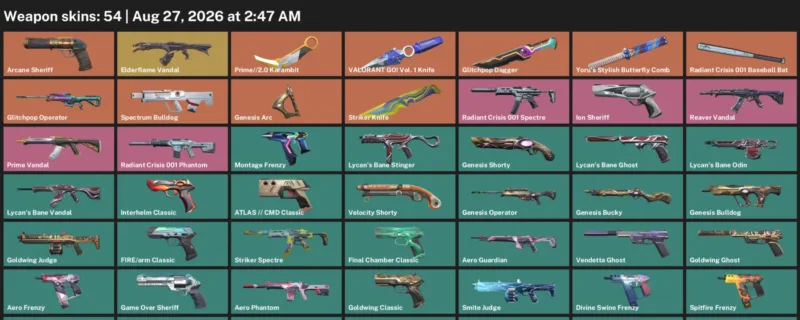 Valorant account inventory for LVL 235 · Glitchpop Dagger & Prime & 54 Skins Glitchpop Dagger