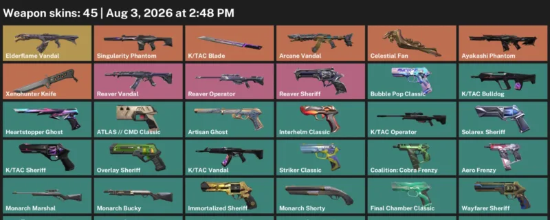 Valorant account inventory for LVL 359 · Arcane Vandal & Xenohunter Knife