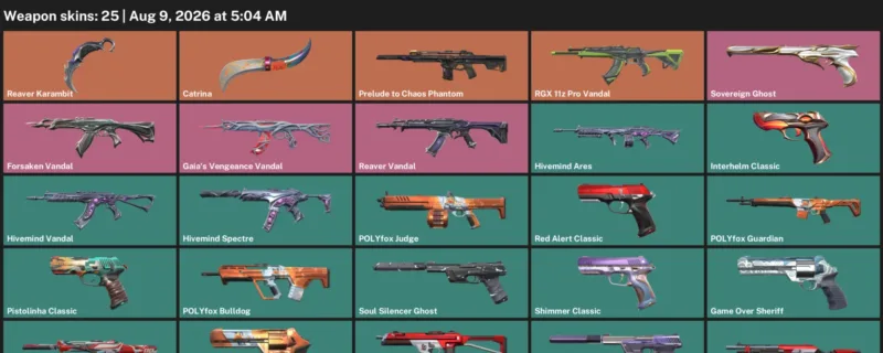 Valorant account inventory for LVL 96 · Reaver Karambit & Forsaken Vandal