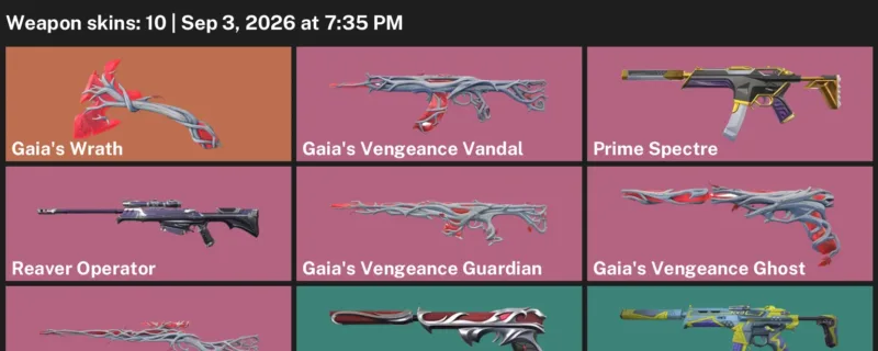 Valorant account inventory for LVL 29 · Prime Spectre & Gaia's Vengeance Vandal