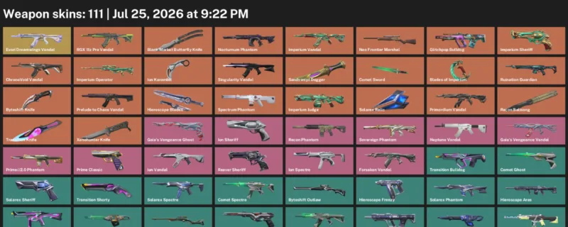 Valorant Accounts listing: LVL 156 · Black.Market Butterfly Knife & Byteshift Knife · 111 Skins - Gold 1, 111 skins