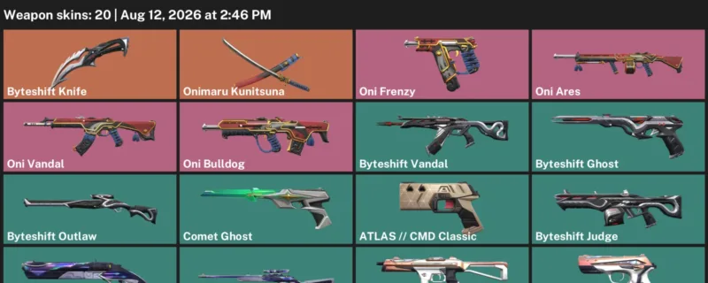 Valorant account inventory for LVL 124 · Byteshift Knife & Byteshift Vandal