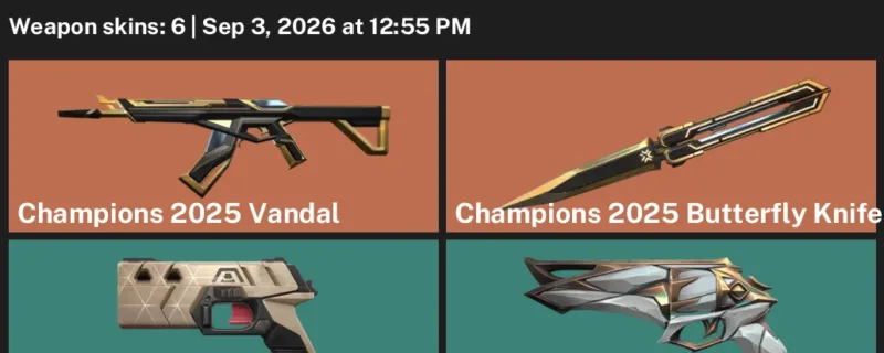 Valorant account inventory for LVL 80 · Champions 2025 Butterfly Knife & Champions 2025 Vandal