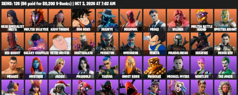 Fortnite account inventory for Gear Specialist Maya - Molten Valkyrie - 120 Outfits