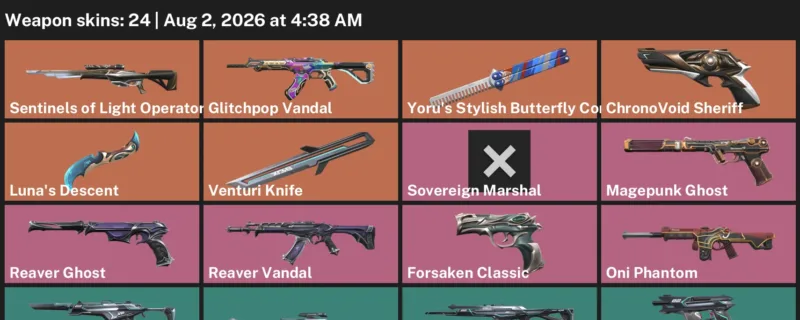Valorant account inventory for LVL 38 · ChronoVoid Sheriff & 24 Skins Venturi Knife