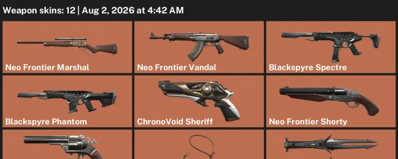 Valorant account inventory for LVL 1 · ChronoVoid Sheriff & Blackspyre Phantom