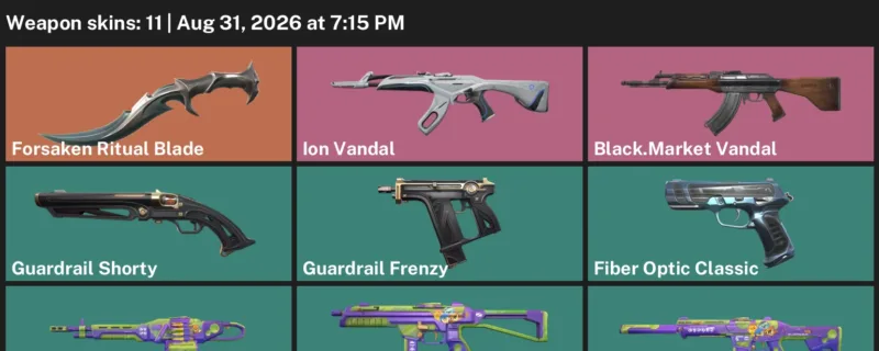 Valorant account inventory for LVL 31 · Forsaken Ritual Blade & Ion Vandal