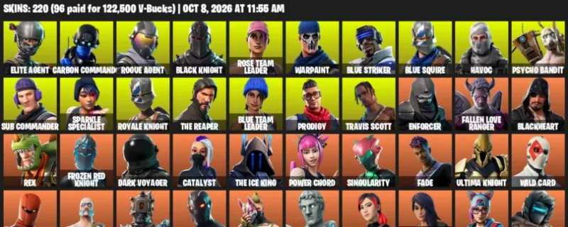 Fortnite account inventory for Elite Agent - Carbon Commando - 120 Outfits