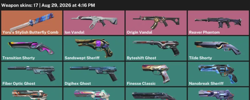 Valorant account inventory for LVL 232 · Ion Vandal & Death Wish Sheriff