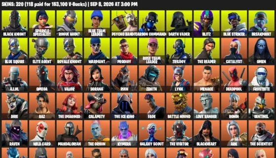 Fortnite account inventory for LVL 4010 - Black Knight - Sparkle Specialist - 320 Outfits