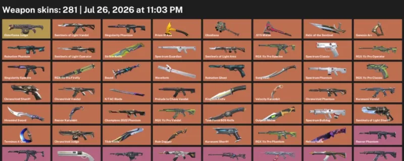 Valorant Accounts listing: LVL 293 · .SYS Melee & Hivemind Sword · 281 Skins - Gold 2, 281 skins
