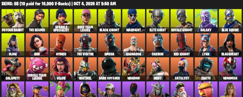 Fortnite account inventory for Psycho Bandit - The Reaper - 98 Outfits