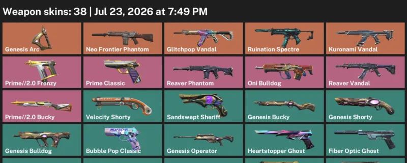 Valorant Accounts listing: LVL 281 · 9 Lives Classic & Aero Frenzy · 38 Skins - Gold 1, 38 skins