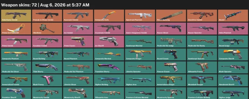 Valorant account inventory for LVL 251 · Composite Knife & Prime & 2.0 Karambit