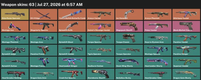 Valorant Accounts listing: LVL 79 · Byteshift Knife & Ion Karambit · 63 Skins - Bronze 3, 63 skins