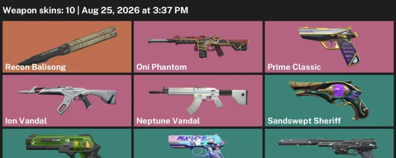 Valorant account inventory for LVL 163 · Ion Vandal & Oni Phantom