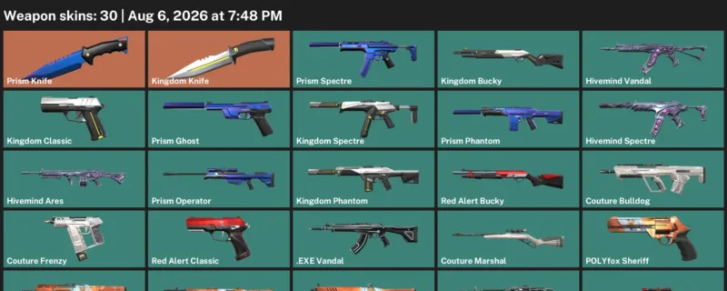 Valorant account inventory for LVL 1 · Prism Knife & 30 Skins Kingdom Knife