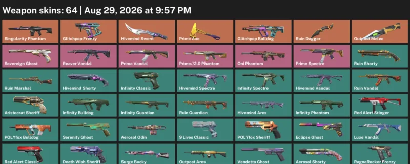 Valorant account inventory for LVL 149 · Ruin Dagger & Aerosol Operator