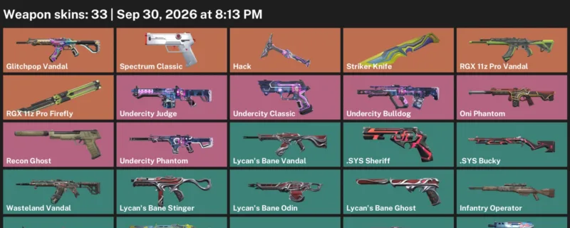 Valorant account inventory for LVL 40 · Striker Knife & Sys Sheriff