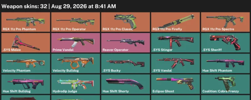 Valorant account inventory for LVL 96 · Sys Vandal & Sys Sheriff