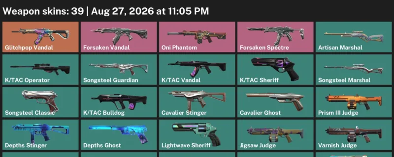 Valorant account inventory for LVL 72 · Depths Vandal & Depths Ghost