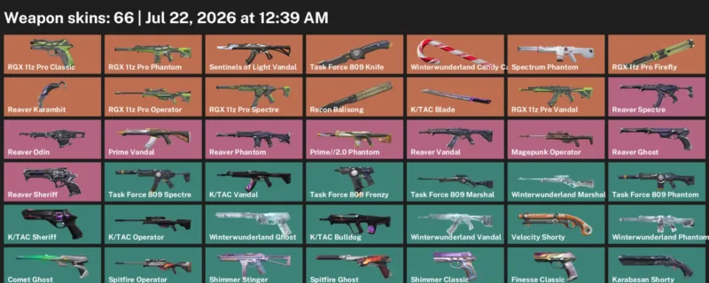 Valorant Accounts listing: LVL 252 · K/TAC Blade & Reaver Karambit · 66 Skins - Diamond 2, 66 skins