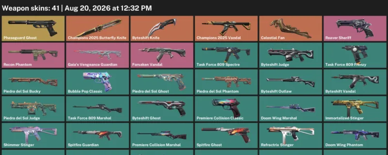 Valorant account inventory for LVL 86 · Champions 2025 Butterfly Knife
