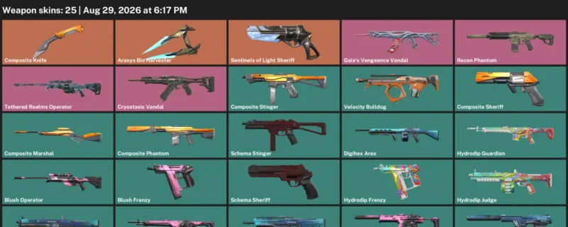 Valorant account inventory for LVL 49 · Composite Knife & Araxys Bio Harvester