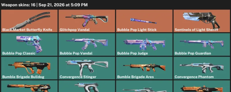 Valorant account inventory for LVL 27 · Black.Market Butterfly Knife & Bubble Pop Vandal