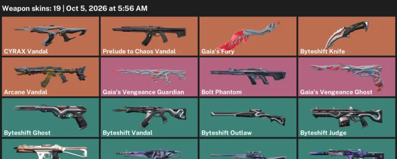 Valorant account inventory for LVL 48 · Arcane Vandal & Byteshift Knife