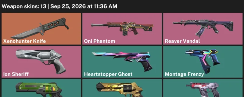 Valorant account inventory for LVL 187 · Xenohunter Knife & Ion Sheriff