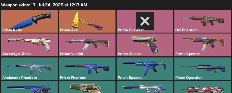Valorant Accounts listing: LVL 13 · Prism Knife · 17 Skins - Unranked, 17 skins