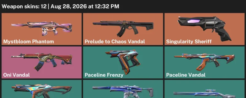 Valorant account inventory for LVL 33 · Oni Vandal & Paceline Vandal