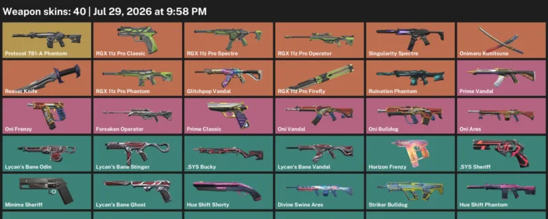 Valorant Accounts listing: LVL 44 · Reaver Knife · 40 Skins - Silver 2, 40 skins