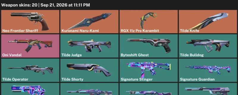 Valorant account inventory for LVL 110 · RGX 11z Pro Karambit & Tilde Knife
