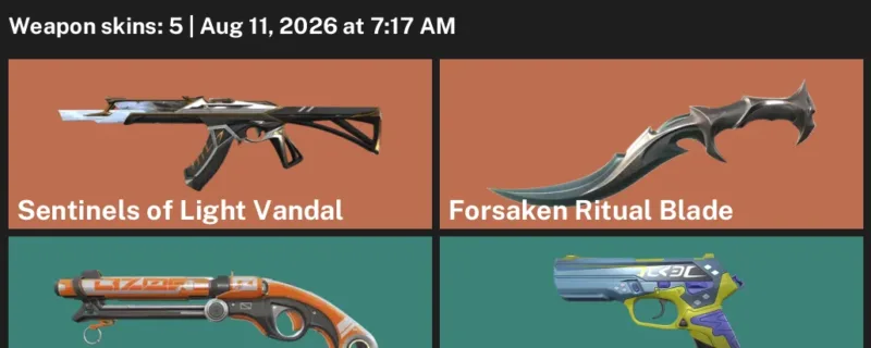 Valorant account inventory for LVL 75 · Forsaken Ritual Blade & Sentinels of Light Vandal