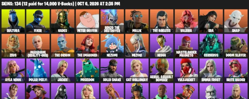 Fortnite account inventory for Sultura - Fixer - 120 Outfits