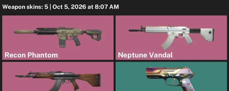 Valorant account inventory for LVL 50 · Neptune Vandal & Recon Phantom
