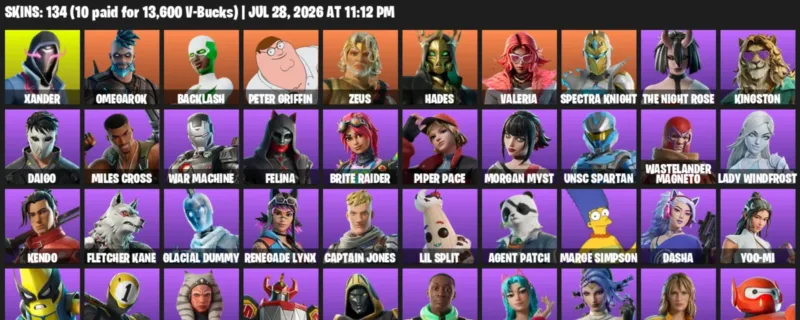 Fortnite Accounts listing: LVL 2711 - Xander - Omegarok - 134 Outfits - 134 outfits