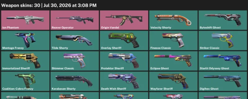 Valorant Accounts listing: LVL 327 · Aero Frenzy & Byteshift Ghost · 30 Skins - Bronze 2, 30 skins